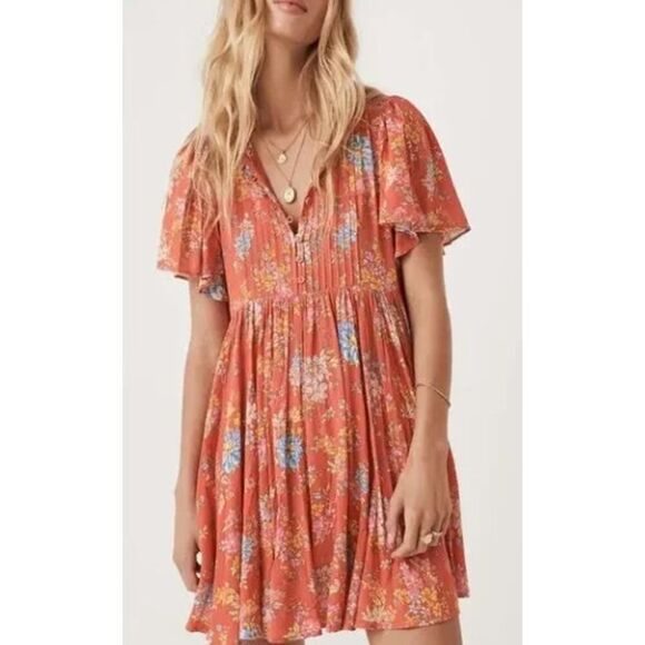 Spell & The Gypsy Meadowland Flutter Sleeve Mini Dress Sz. S - Picture 2 of 8
